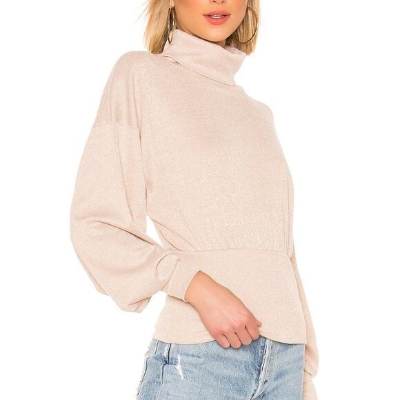 ✨ FREE PEOPLE ✨ Glam Metallic Shimmer Turtleneck Sweater - [Medium in Champagne] - Picture 2 of 13
